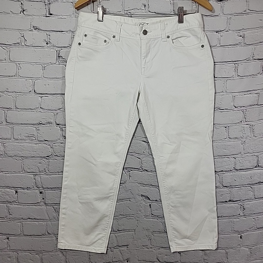 Ann Taylor LOFT White Modern Crop Jeans Sz 6 Stretch Cotton